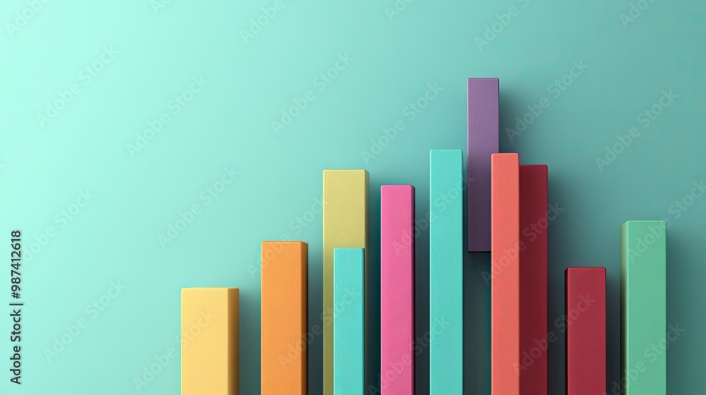 Poster top view of a bar graph with various bar heights and a wide open space on the left side for adding t