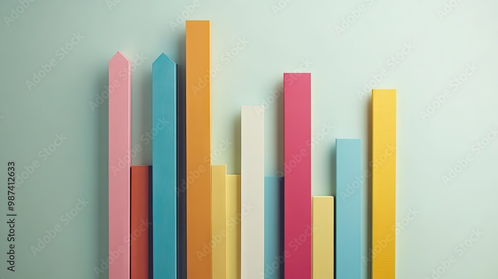 Poster top view of a bar graph with various bar heights and a wide open space on the left side for adding t