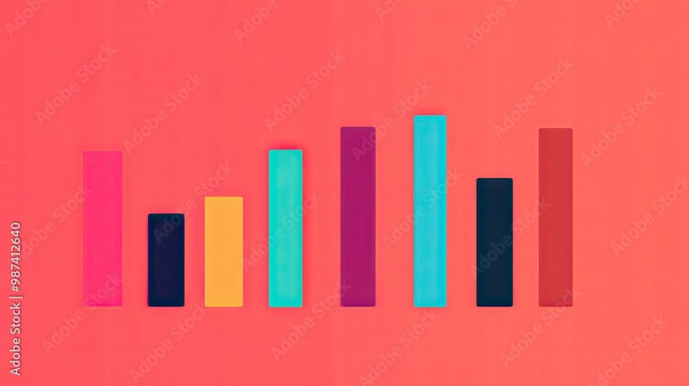 Poster top view of a bar graph with various bar heights and a wide open space on the left side for adding t