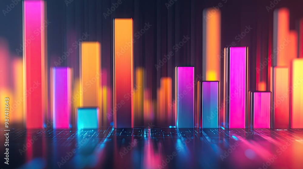 Poster top view of a bar graph with varying heights of bars and an open space at the bottom for additional 