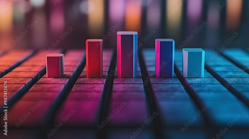 Poster top view of a bar graph with varying heights of bars and an open space at the bottom for additional 
