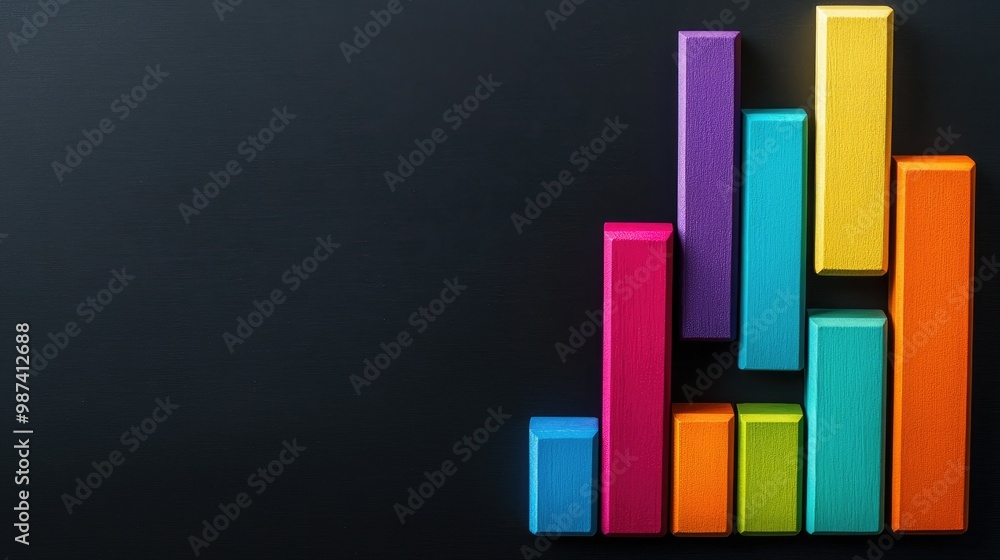Poster top view of a bar graph with varying heights of bars and an open space at the bottom for additional 