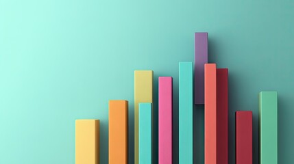 Top view of a bar graph with various bar heights and a wide open space on the left side for adding titles or annotations.