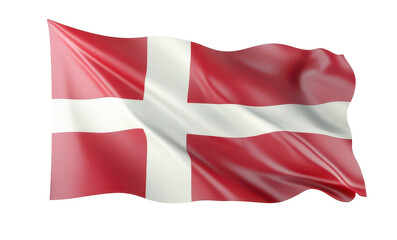 Fototapeta premium Danish flag waving with a transparent background.