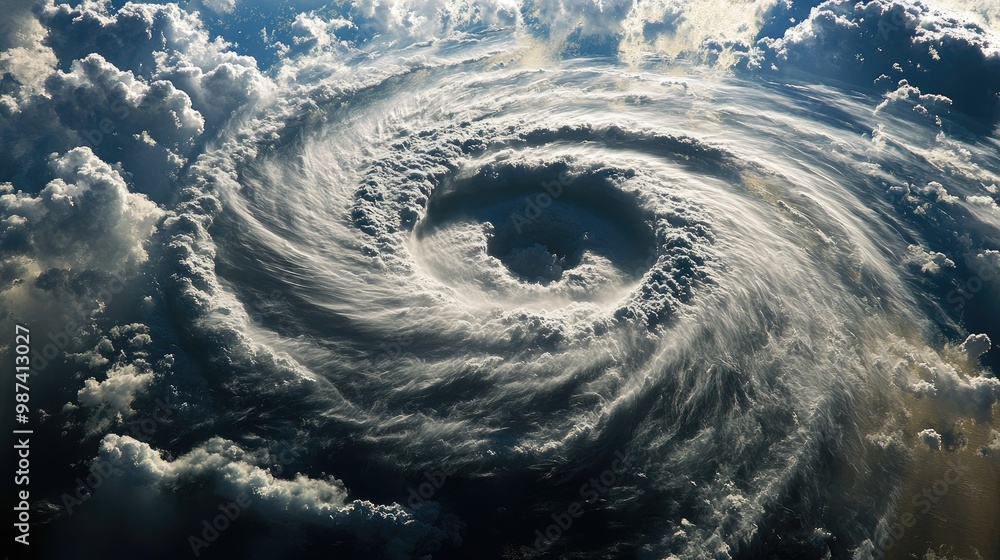 Poster a time-lapse view of a typhoon forming over the ocean, from calm waters to massive clouds and intens