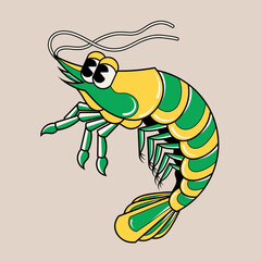 Doodle cute character illustration shrimp sticker