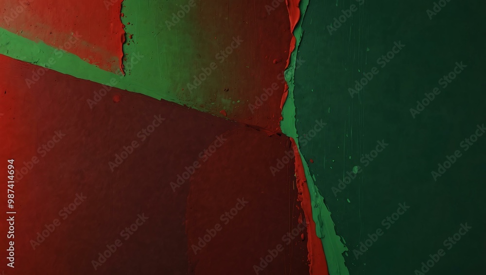 Poster red and green background with bold visual contrasts.