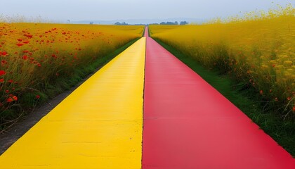 Diverging Paths of Red and Yellow in Natures Embrace