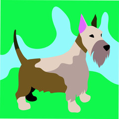 A charming vector art illustration of a Scottie Scottish Terrier Dog, capturing its iconic beard, sturdy build, and loyal expression, perfect for pet lovers and breed-specific designs.