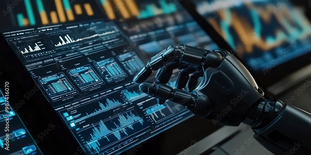 Poster future financial technology controlled by ai robot using machine learning and artificial intelligenc