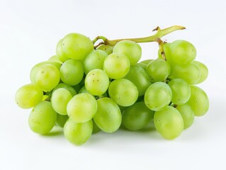 A bunch of green grapes on a white background