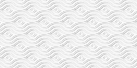 Smooth wave shaped offset white lines geometrical background wallpaper banner template pattern flat lay top view from above