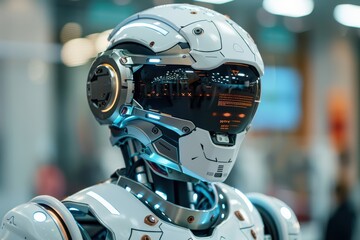 Advanced Humanoid Robot with Futuristic Helmet and Visor