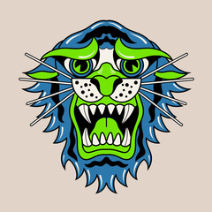 Doodle cute character illustration tiger head sticker