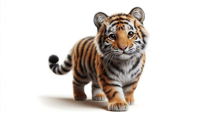 Obraz premium Adorable Little Tiger ,Happy , White Background