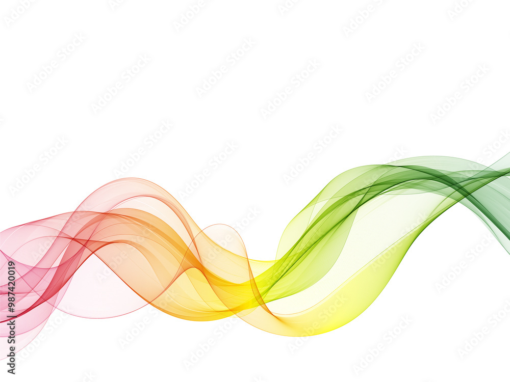 Poster a wave of many colored lines. abstract wavy stripes on a white background isolated. creative line ar