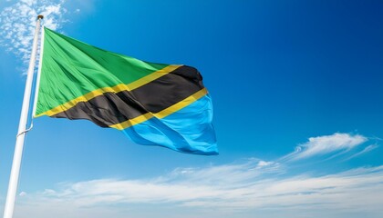 タンザニアの国旗(waving national flag of United Republic of Tanzania.)
