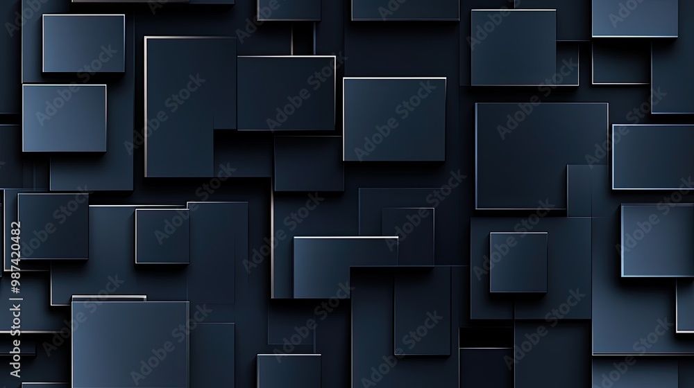 Aufkleber a dark background features an arrangement of geometric blocks in varying sizes, showcasing modern mi
