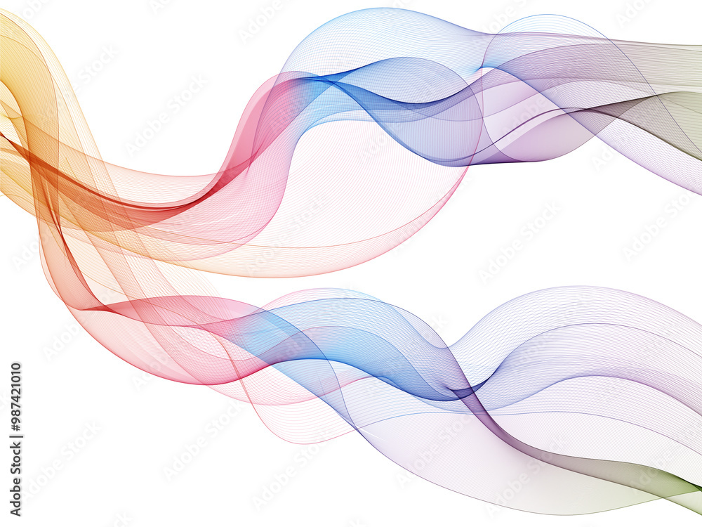 Wall mural abstract vector wave background. colored waves design element. curved lines isolated on white backgr