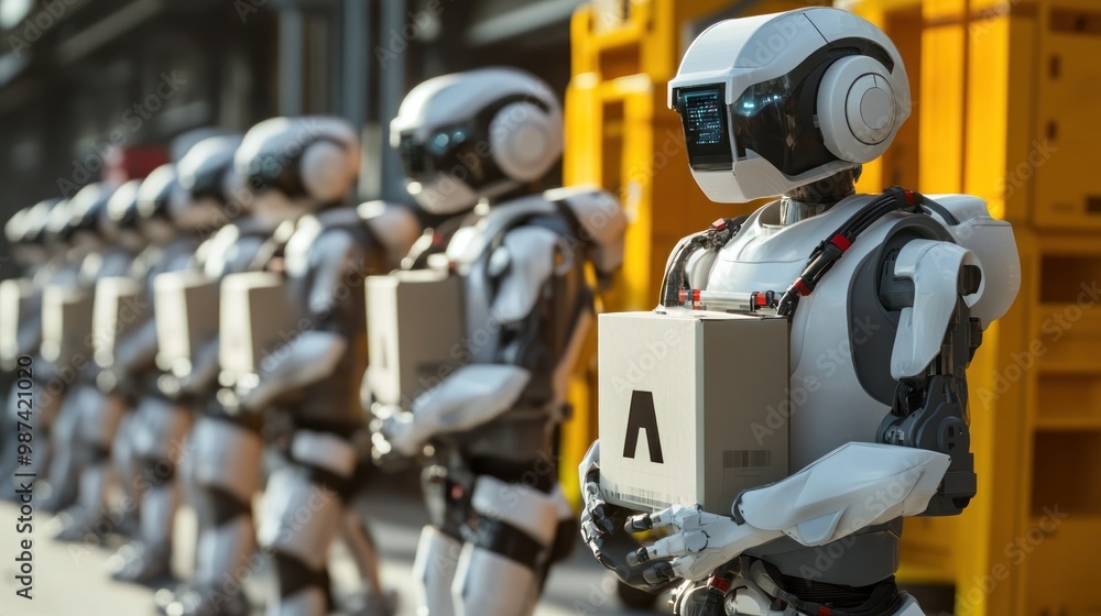 Poster ai robots deployed in natural disaster recovery operations, using advanced technology to speed up re