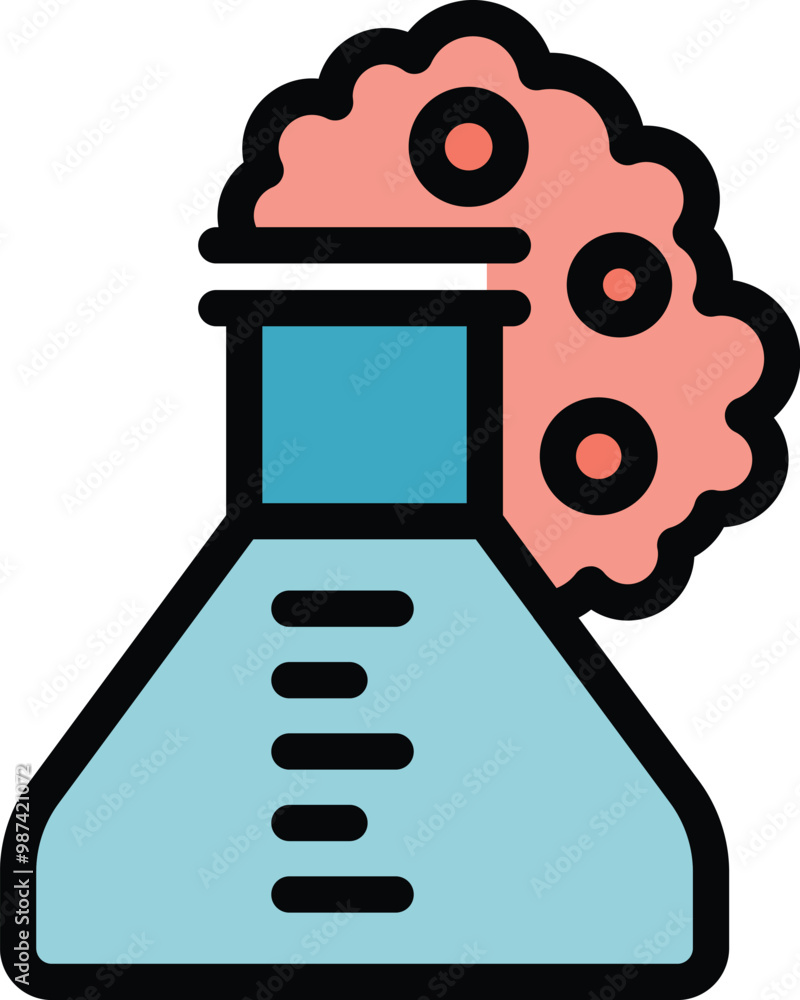 Poster laboratory flask containing dangerous virus molecules spreading infection, representing concepts of 