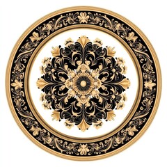 Fototapeta premium A vintage classic floral design with a round frame featuring a retro circular ornate border 