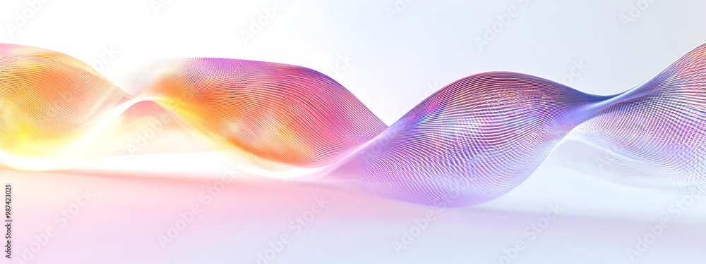 Poster mesmerizing light wave interference pattern in vibrant hues and dynamic curves
