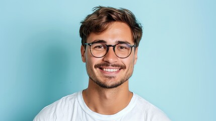 Obraz premium Smiling Young European Man with Glasses and Casual Look