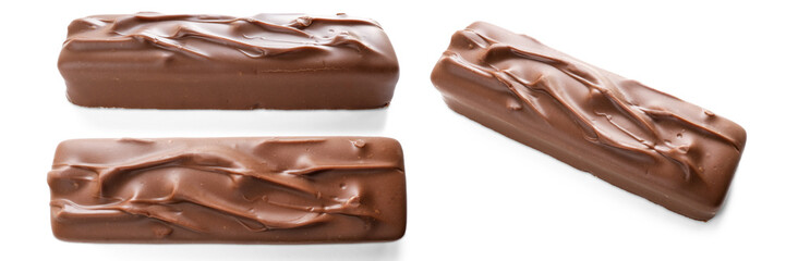 Set of chocolate bars, sweet candies isolated on transparent background