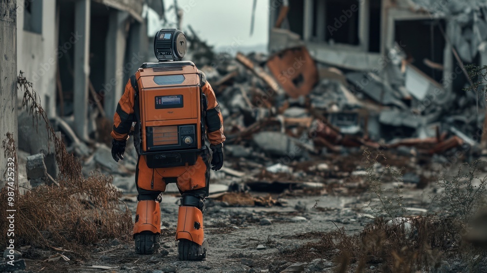 Poster ai-powered robots deployed for search and rescue operations, helping emergency crews locate and save