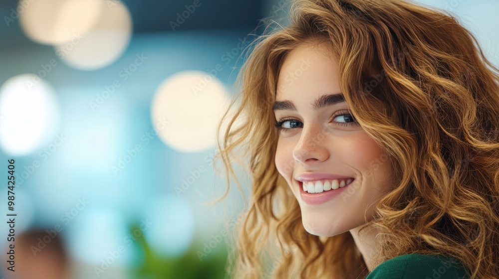 Aufkleber a friendly and approachable customer service representative, smiling and listening attentively to a 