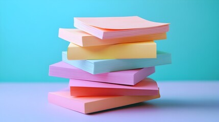 Muted Color Gradient Stack of Sticky Notes on Minimal Desktop
