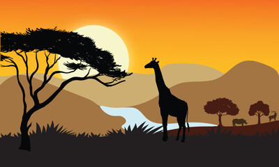 Fototapeta premium African Landscape Poster and wallpaper for personal computer. 