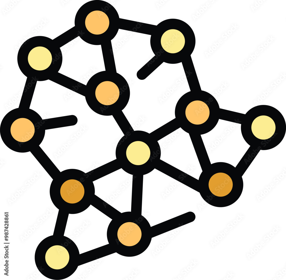 Poster network polygon connecting dots is representing global communication, internet technology or blockch