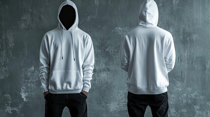 empty mock up hooded t-shit, back and front 