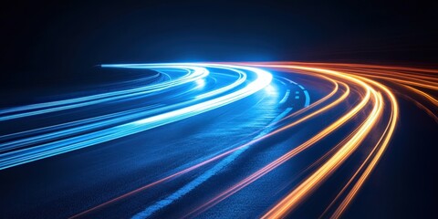 Blurred Speed Lines on Dark Road Background