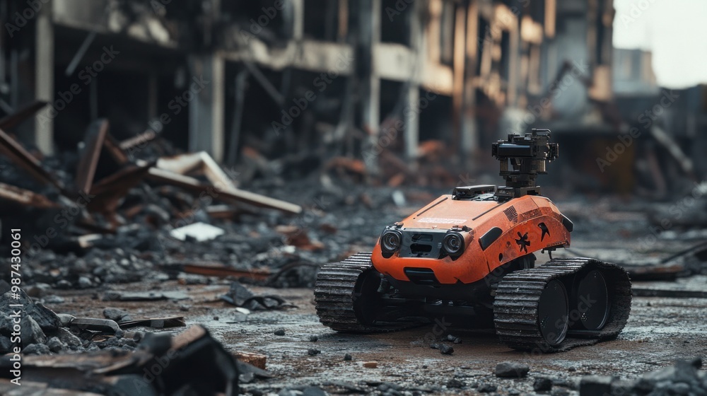 Poster autonomous rescue robots designed to navigate dangerous environments, from fire zones to collapsed b