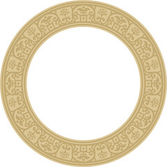 Vector round gold border, frame, Pompeii ring. Circle Neopolitan ornament. Art of Ancient Rome