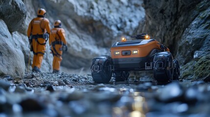 Autonomous robots deployed in large-scale rescue operations, using AI to coordinate with human teams and ensure efficient disaster response