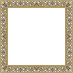 Vector square gold with black border, frame, Pompeii. Rectangle Neopolitan ornament. Art of Ancient Rome. Template for stained glass