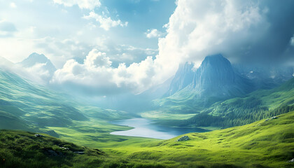 Stunning panorama Landscape Wallpaper with Ample Space for Text - Perfect for Custom Designs, photography, travel dreams
