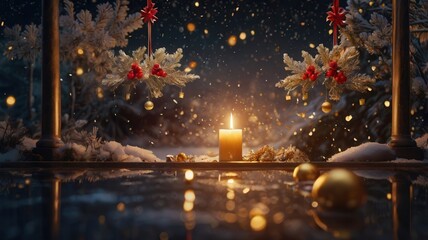 Happy New Year, Champagne, Christmas Tree Balls, Christmas Toys, Snow, Christmas, Holiday, Tree, Bokeh, Gifts, Candles