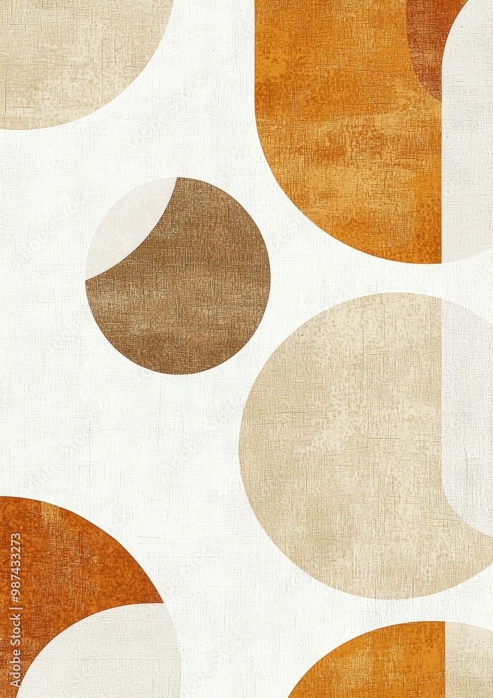 Poster abstract beige & orange circles