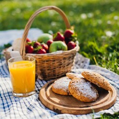 picnic basket with fruits and vegetables