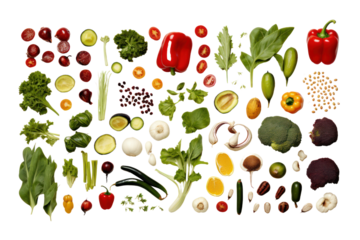 Organic products photographed in flat style Show details clearly on a white background