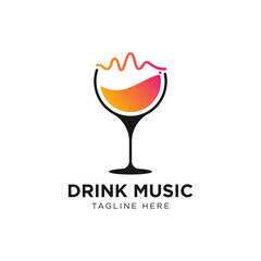wine music party bar logo illustration vector icon