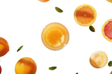 Oranges in a row isolated on a white background showing dew drops on the fruit