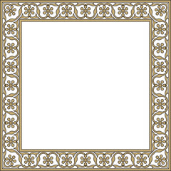 Vector square gold with black national Persian ornament. Rectangle, frame, border, ethnic pattern of the peoples of Iran, Iraq, Tajikistan