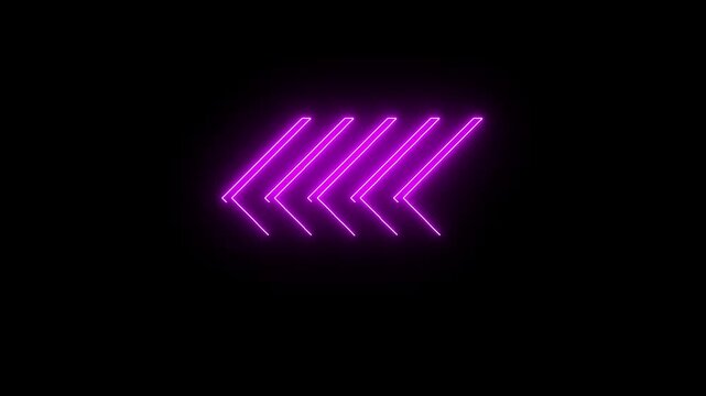 Left arrow icon with neon glowing animation.