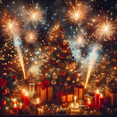 fireworks over the city